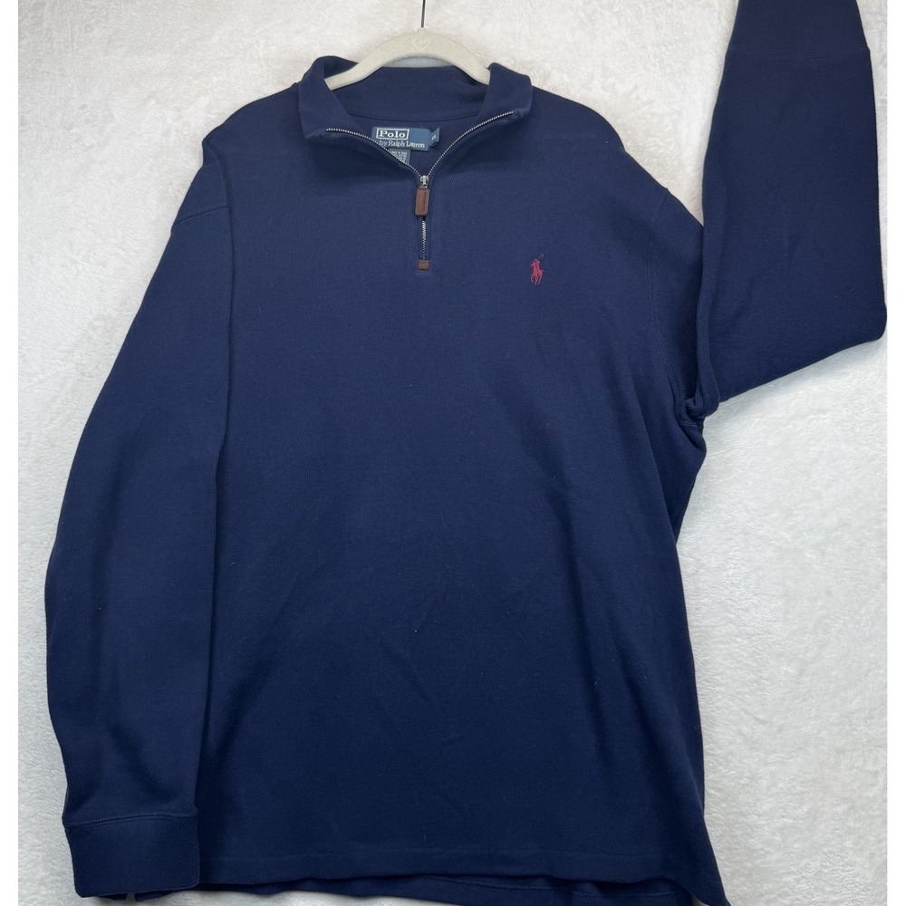Polo Ralph Lauren Quarter Zip Pullover Mens X-Large Pony Logo Navy Sweater